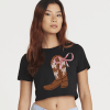 Western Charm Cropped T-Shirt - Cowboy Boot & Bow
