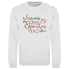 Cozy autumn sweatshirt with 'Autumn Leaves & Pumpkins Please' embroidered text
